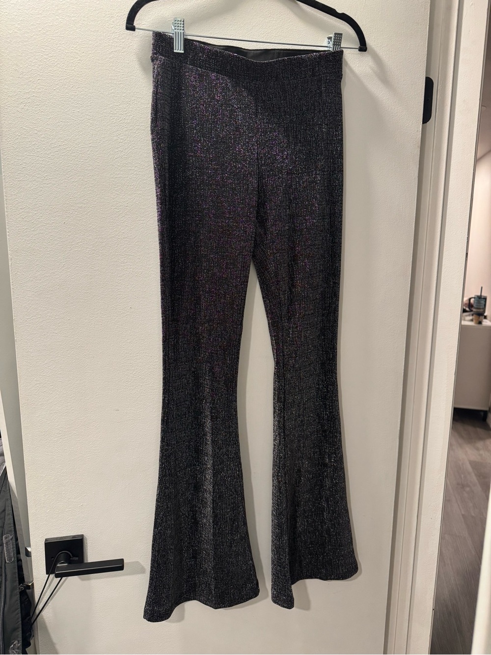 No Boundaries Black Metallic Flare Pants - beach cover up